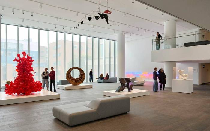 A light-filled sculpture gallery inside the Portland Art Museum